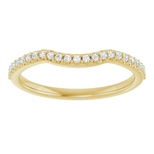 14K Gold Round Natural Diamond Accented Contour Band – 1.1-2.5mm Stones - Yellow Gold - view 3