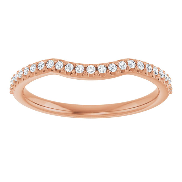 14K Gold Round Lab-Grown Diamond Accented Contour Band – 1.1-2.5mm Stones - Rose Gold - view 3
