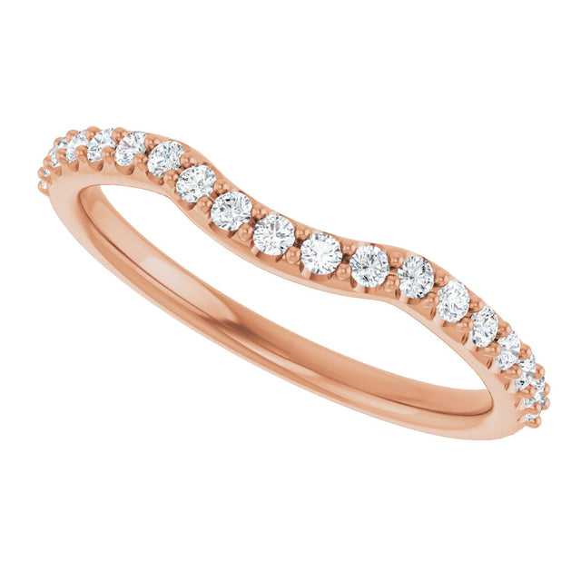 14K Gold Round Lab-Grown Diamond Accented Contour Band – 1.1-2.5mm Stones - Rose Gold - view 5