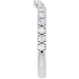 14K Gold Round Natural Diamond Accented Contour Band – 1.1-2.5mm Stones - White Gold - view 4