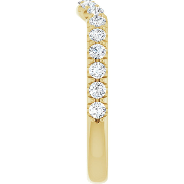 14K Gold Round Lab-Grown Diamond Accented Contour Band – 1.1-2.5mm Stones - Yellow Gold - view 4