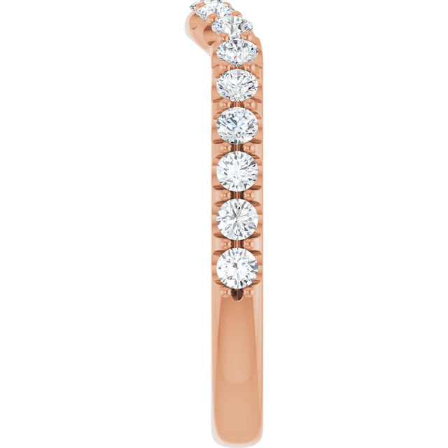 14K Gold Round Lab-Grown Diamond Accented Contour Band – 1.1-2.5mm Stones - Rose Gold - view 4