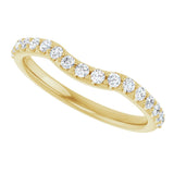 14K Gold Round Natural Diamond Accented Contour Band – 1.1-2.5mm Stones - Yellow Gold - view 5