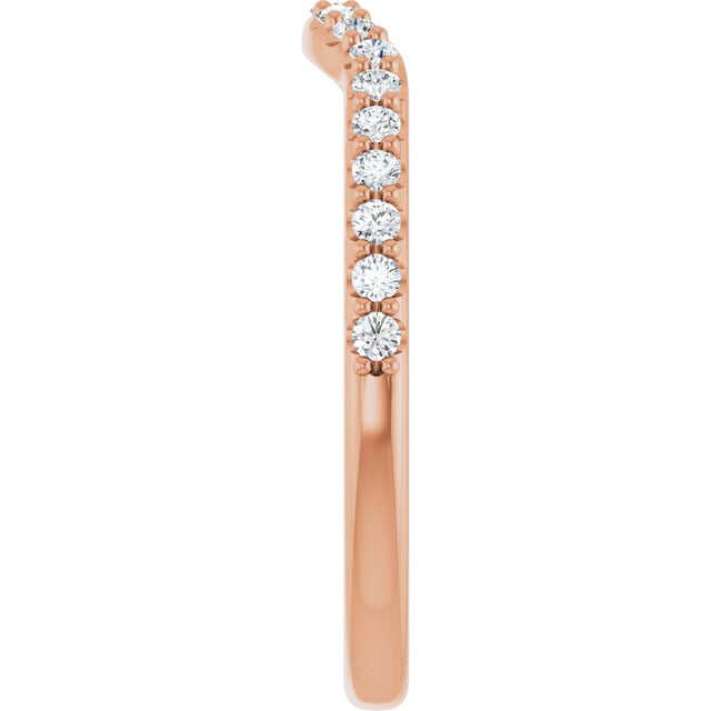 14K Gold Round Natural Diamond Accented Contour Band – 1.1-2.5mm Stones - Rose Gold - view 4