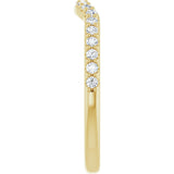 14K Gold Round Natural Diamond Accented Contour Band – 1.1-2.5mm Stones - Yellow Gold - view 4
