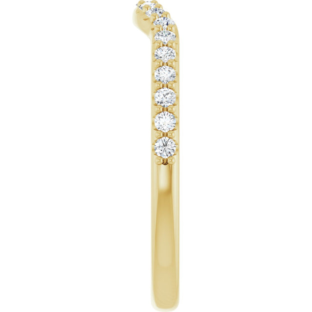 14K Gold Round Lab-Grown Diamond Accented Contour Band – 1.1-2.5mm Stones - Yellow Gold - view 4