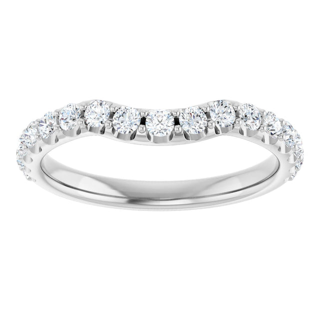 Platinum Round Lab-Grown Diamond Accented Contour Band – 1.1-2.5mm Stones - view 3