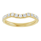 14K Gold Round Lab-Grown Diamond Accented Contour Band – 1.1-2.5mm Stones - Yellow Gold - view 3