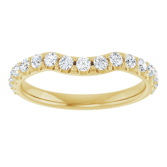 14K Gold Round Lab-Grown Diamond Accented Contour Band – 1.1-2.5mm Stones - Yellow Gold - view 3