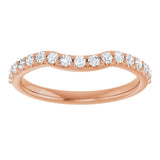 14K Gold Round Natural Diamond Accented Contour Band – 1.1-2.5mm Stones - Rose Gold - view 3