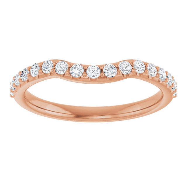 14K Gold Round Natural Diamond Accented Contour Band – 1.1-2.5mm Stones - Rose Gold - view 3