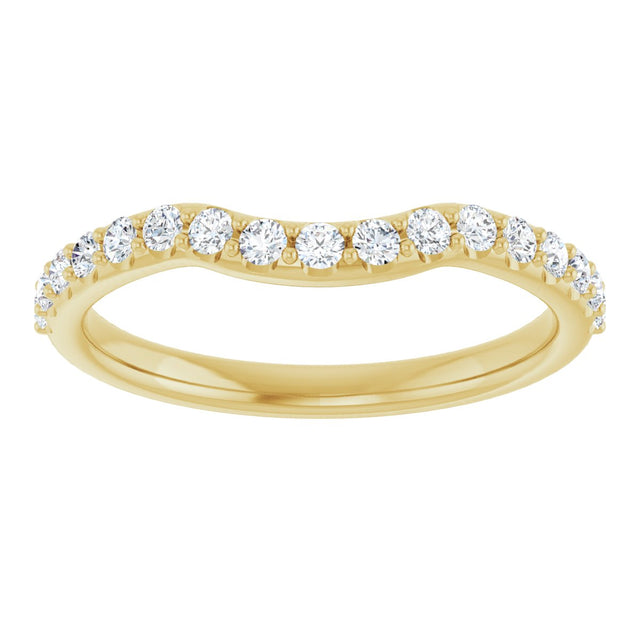 14K Gold Round Natural Diamond Accented Contour Band – 1.1-2.5mm Stones - Yellow Gold - view 3
