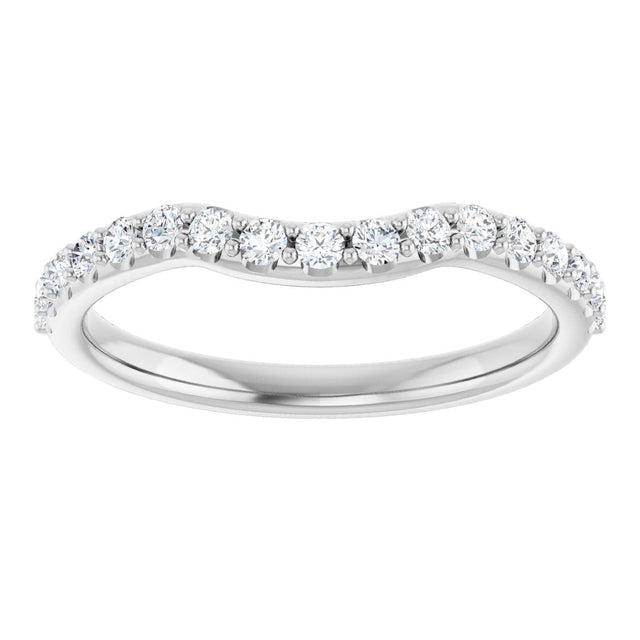 Platinum Round Lab-Grown Diamond Accented Contour Band – 1.1-2.5mm Stones - view 3