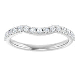 14K Gold Round Natural Diamond Accented Contour Band – 1.1-2.5mm Stones - White Gold - view 3