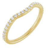 14K Gold Round Natural Diamond Accented Contour Band – 1.1-2.5mm Stones - Yellow Gold
