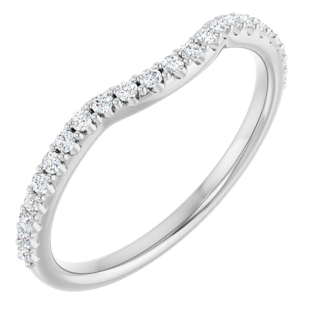 Platinum Round Natural Diamond Accented Contour Band – 1.1-2.5mm Stones
