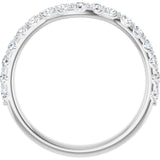 Platinum Round Natural Diamond Accented Contour Band – 1.1-2.5mm Stones - view 2