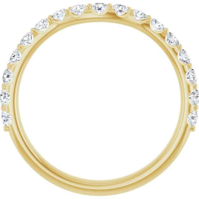 14K Gold Round Lab-Grown Diamond Accented Contour Band – 1.1-2.5mm Stones - Yellow Gold - view 2