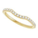 14K Gold Round Natural Diamond Accented Contour Band – 1.1-2.5mm Stones - Yellow Gold - view 5