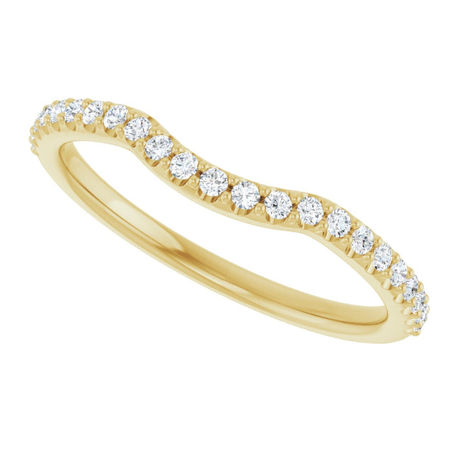 14K Gold Round Lab-Grown Diamond Accented Contour Band – 1.1-2.5mm Stones - Yellow Gold - view 5