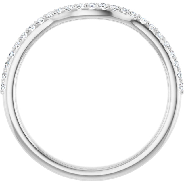 Platinum Round Natural Diamond Accented Contour Band – 1.1-2.5mm Stones - view 2