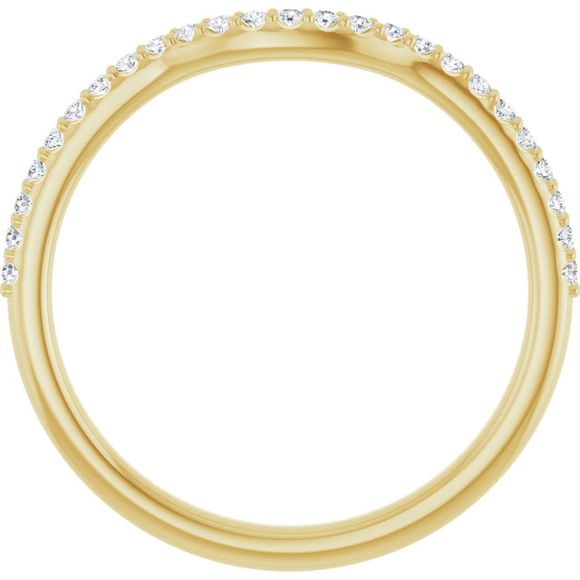 14K Gold Round Lab-Grown Diamond Accented Contour Band – 1.1-2.5mm Stones - Yellow Gold - view 2