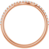 14K Gold Round Natural Diamond Accented Contour Band – 1.1-2.5mm Stones - Rose Gold - view 2