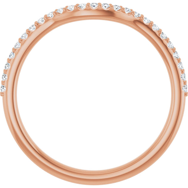14K Gold Round Natural Diamond Accented Contour Band – 1.1-2.5mm Stones - Rose Gold - view 2