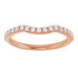 14K Gold Round Natural Diamond Accented Contour Band – 1.1-2.5mm Stones - Rose Gold - view 3