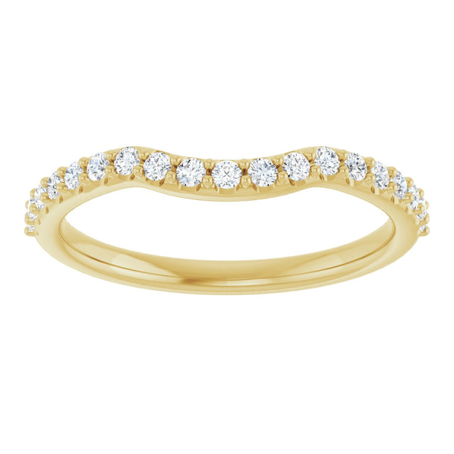 14K Gold Round Natural Diamond Accented Contour Band – 1.1-2.5mm Stones - Yellow Gold - view 3