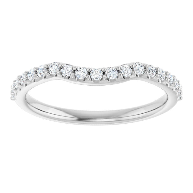14K Gold Round Natural Diamond Accented Contour Band – 1.1-2.5mm Stones - White Gold - view 3