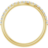 14K Gold Round Natural Diamond Accented Contour Band – 1.1-2.5mm Stones - Yellow Gold - view 2
