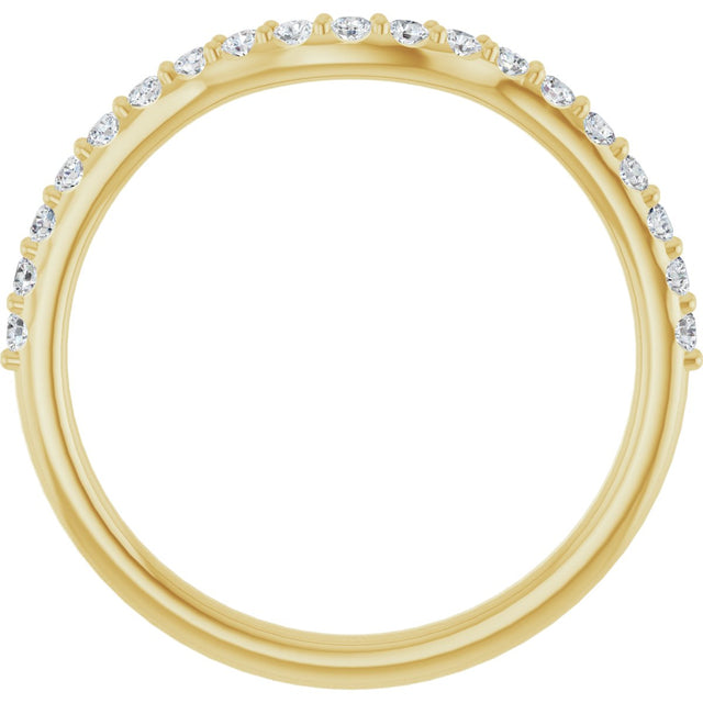 14K Gold Round Lab-Grown Diamond Accented Contour Band – 1.1-2.5mm Stones - Yellow Gold - view 2