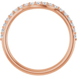 14K Gold Round Lab-Grown Diamond Accented Contour Band – 1.1-2.5mm Stones - Rose Gold - view 2