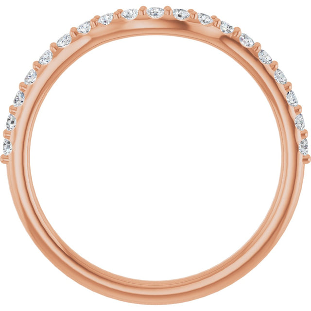 14K Gold Round Lab-Grown Diamond Accented Contour Band – 1.1-2.5mm Stones - Rose Gold - view 2