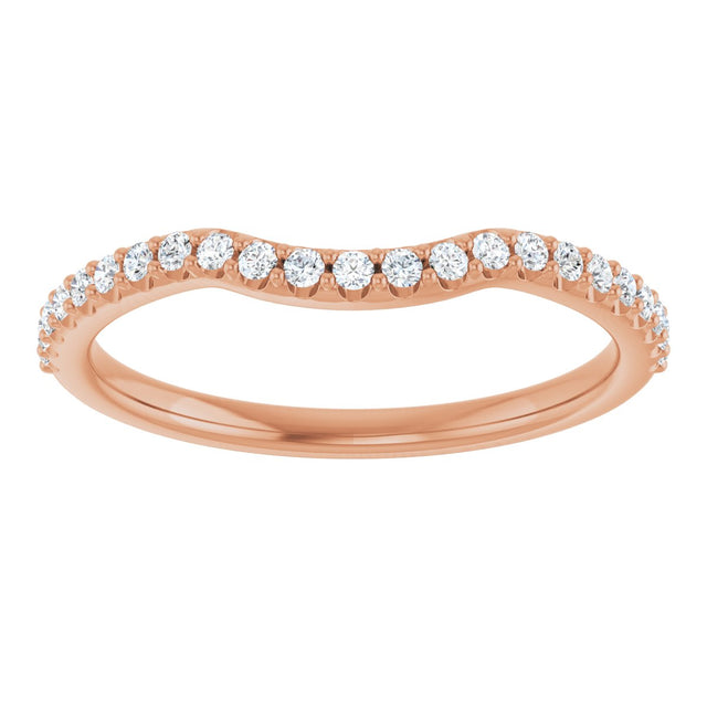 14K Gold Round Lab-Grown Diamond Accented Contour Band – 1.1-2.5mm Stones - Rose Gold - view 3
