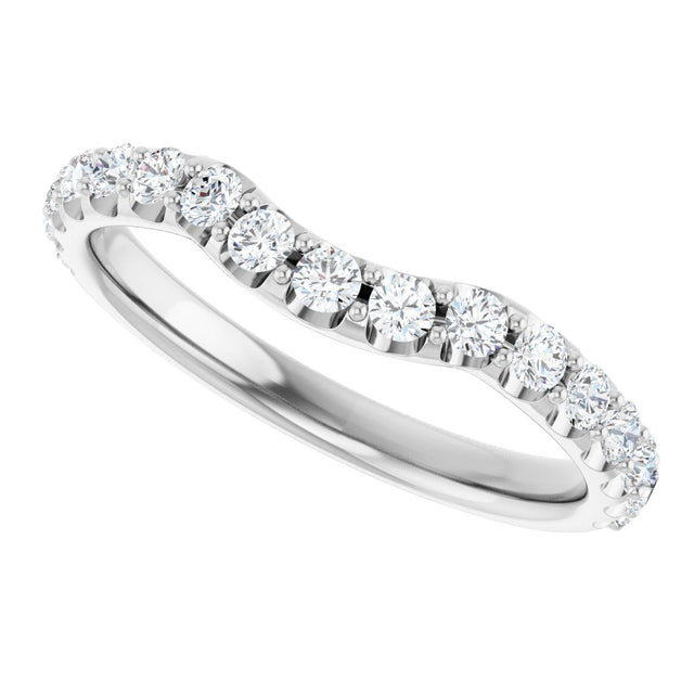 Platinum Round Lab-Grown Diamond Accented Contour Band – 1.1-2.5mm Stones - view 5