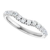 14K Gold Round Natural Diamond Accented Contour Band – 1.1-2.5mm Stones - White Gold - view 5