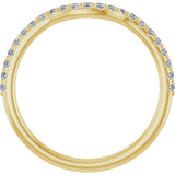14K Gold Round Natural Diamond Accented Contour Band – 1.1-2.5mm Stones - Yellow Gold - view 2