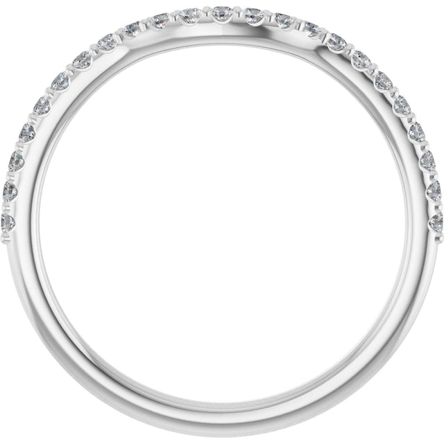 Platinum Round Natural Diamond Accented Contour Band – 1.1-2.5mm Stones - view 2