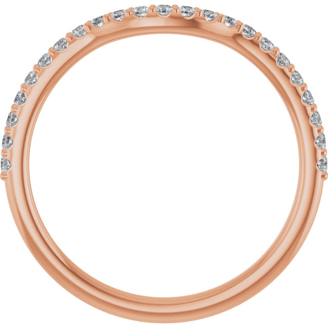 14K Gold Round Lab-Grown Diamond Accented Contour Band – 1.1-2.5mm Stones - Rose Gold - view 2