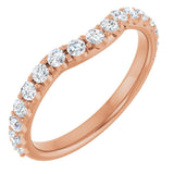 14K Gold Round Natural Diamond Accented Contour Band – 1.1-2.5mm Stones - Rose Gold