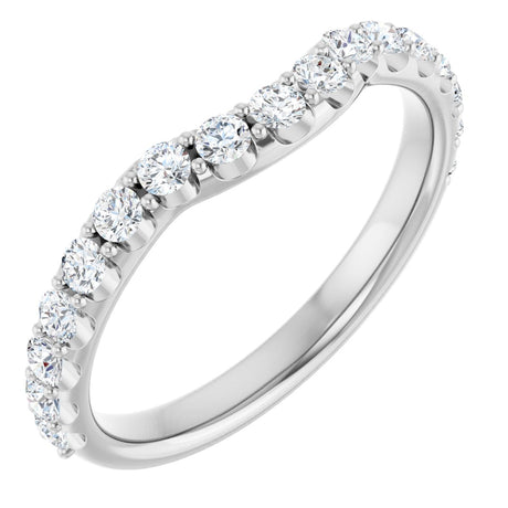 14K Gold Round Lab-Grown Diamond Accented Contour Band – 1.1-2.5mm Stones - White Gold