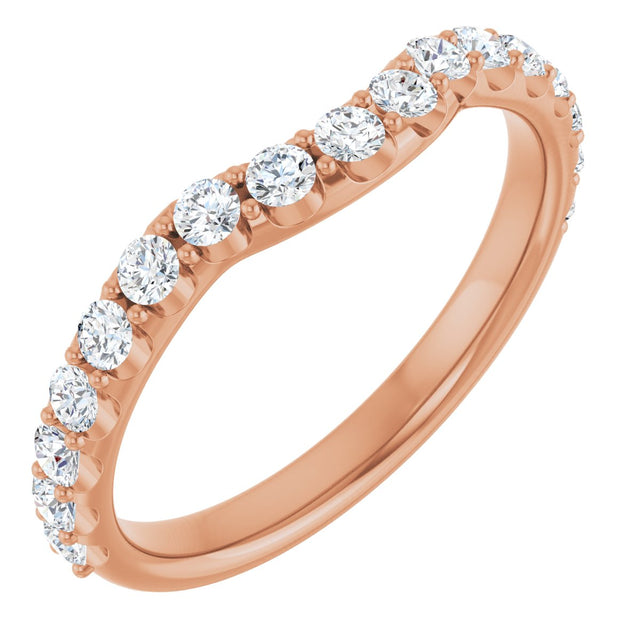14K Gold Round Lab-Grown Diamond Accented Contour Band – 1.1-2.5mm Stones - Rose Gold