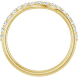 14K Gold Round Natural Diamond Accented Contour Band – 1.1-2.5mm Stones - Yellow Gold - view 2