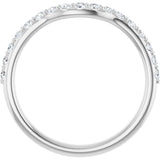 14K Gold Round Natural Diamond Accented Contour Band – 1.1-2.5mm Stones - White Gold - view 2