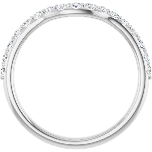 Platinum Round Natural Diamond Accented Contour Band – 1.1-2.5mm Stones - view 2