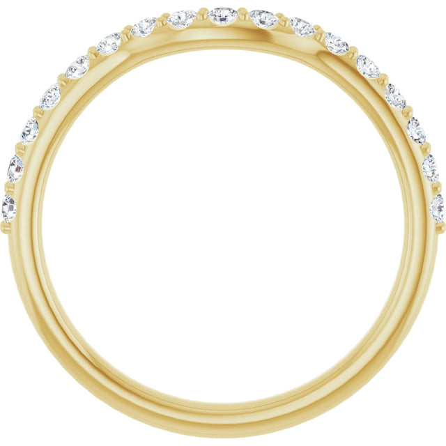14K Gold Round Lab-Grown Diamond Accented Contour Band – 1.1-2.5mm Stones - Yellow Gold - view 2