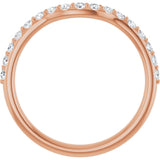 14K Gold Round Lab-Grown Diamond Accented Contour Band – 1.1-2.5mm Stones - Rose Gold - view 2