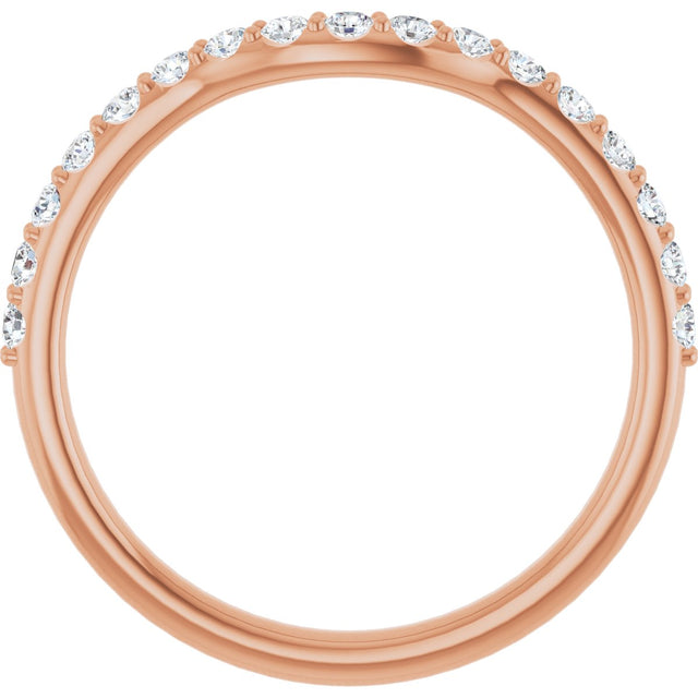 14K Gold Round Lab-Grown Diamond Accented Contour Band – 1.1-2.5mm Stones - Rose Gold - view 2